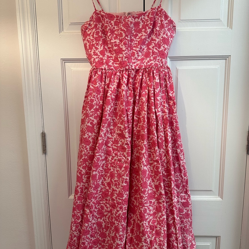 J Crew A-line cotton poplin midi dress in rosebud floral